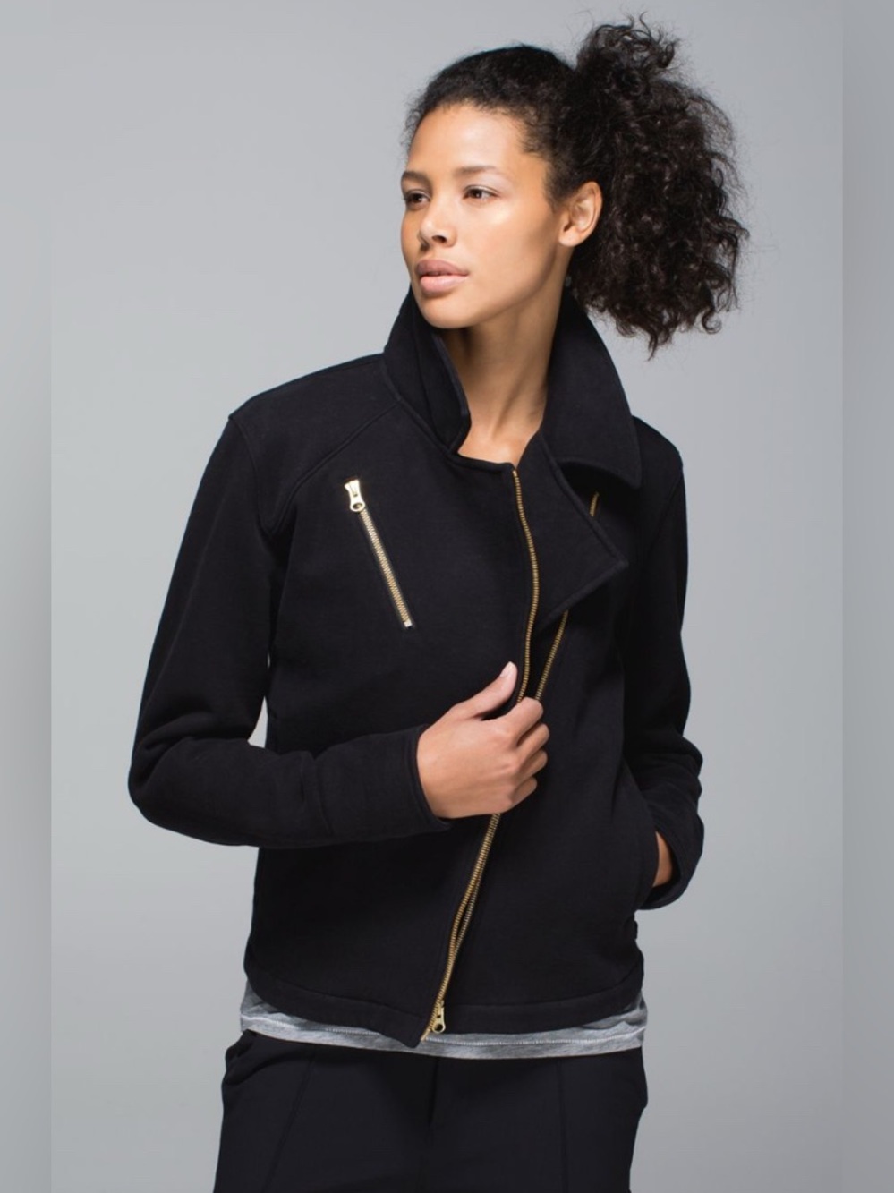 Lululemon Lab Black Shadow Moto Jacket Women’s Size 6 Fall Outdoor Office